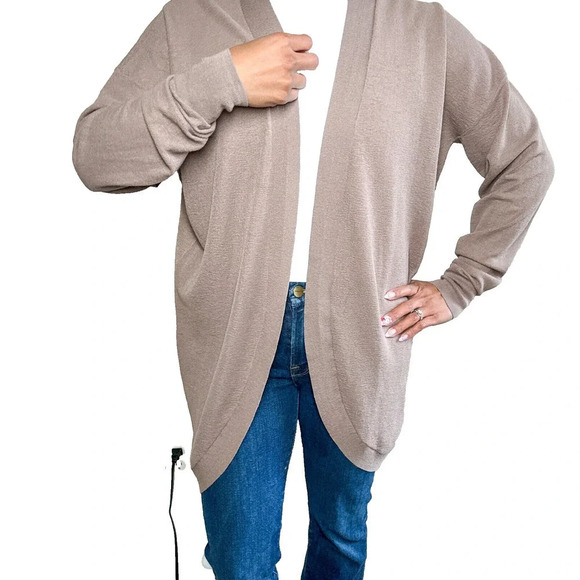 Aritzia Babaton Lucida Open Front Cardigan Long Sweater XS Brown Lightweight - Picture 3 of 10